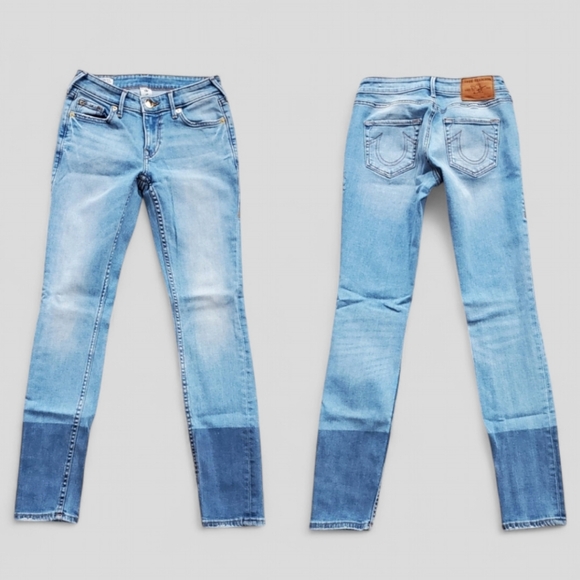 True Religion 24 Y2K Indie Sleeze Hippie Grunge Mid Rise Shadow Hem Skinny Jeans - Picture 2 of 13
